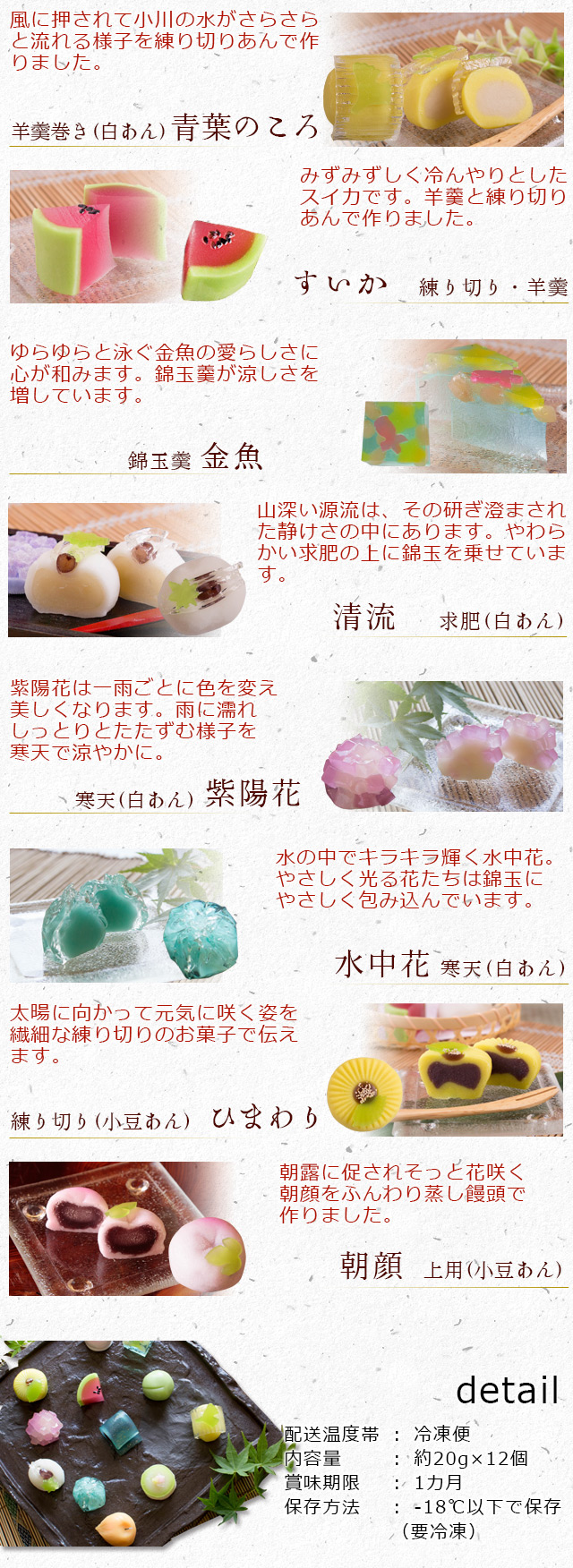 夏季限定 四季の十二撰 ひとくち上生菓子詰合せ（風呂敷包み） 送料