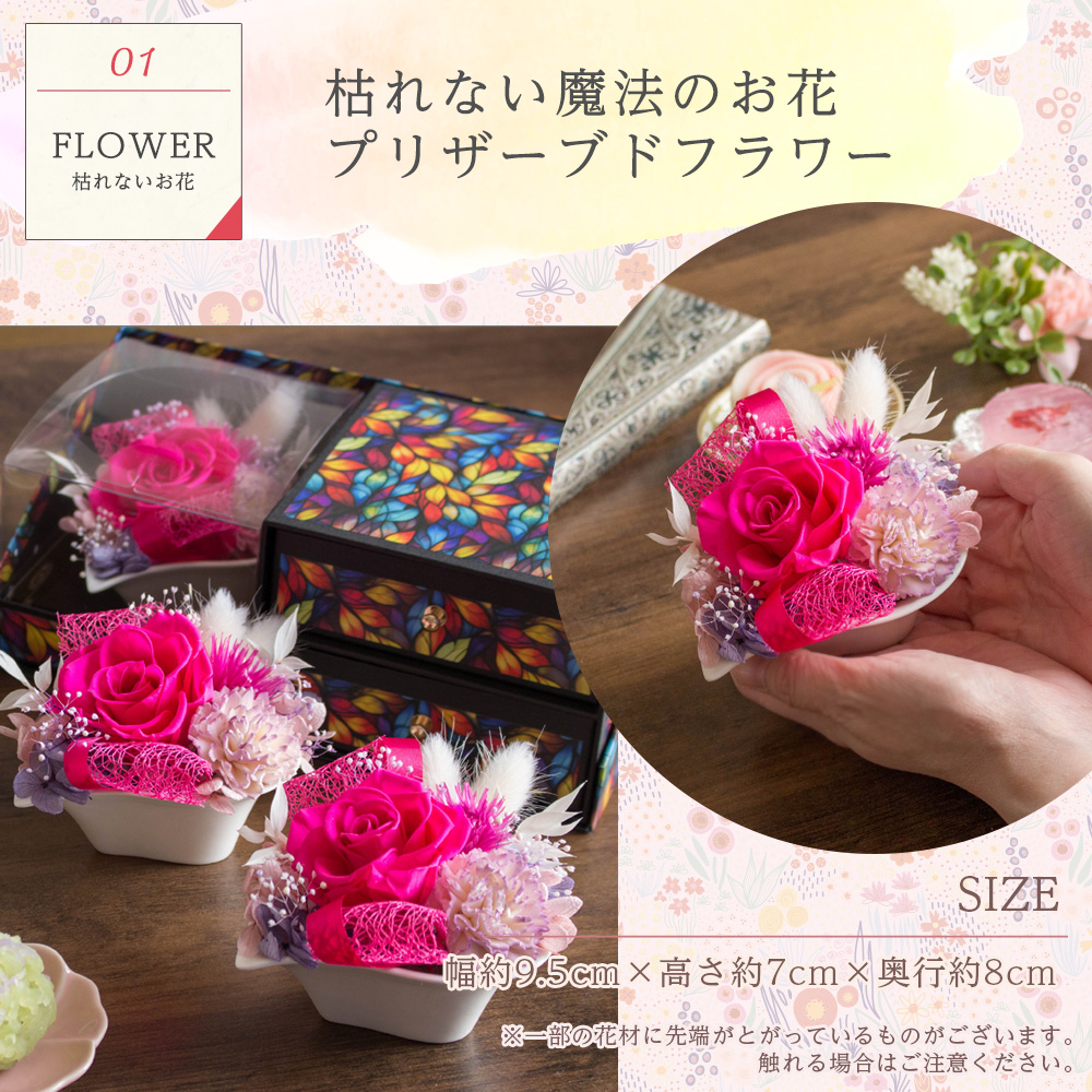 敬老の日 プリザーブドフラワー＆上生菓子セット「四季穂（しきほのか