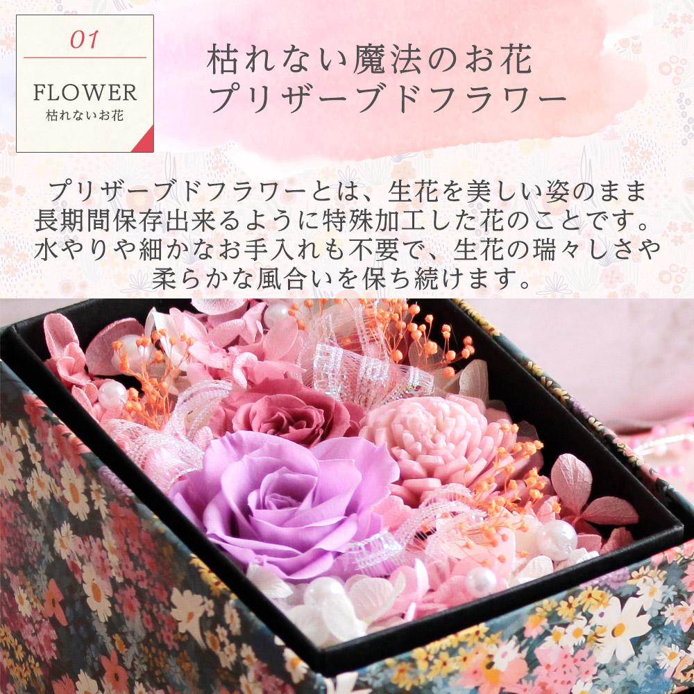 母の日 和風プリザーブドフラワー＆ひとくち上生菓子セット「麗日（れ