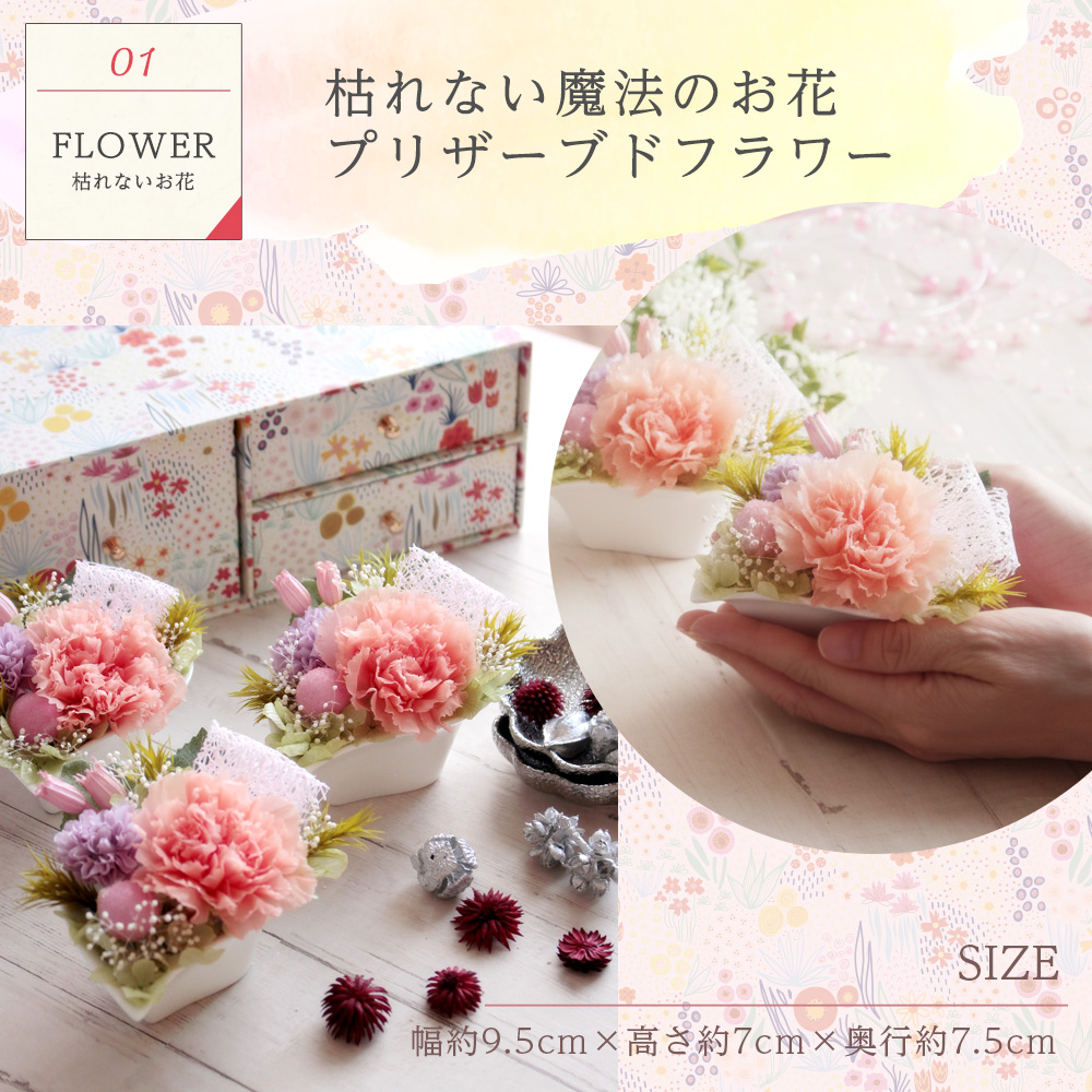 プリザーブドフラワー＆上生菓子セット「旬麗（ときうらら）」 箪笥