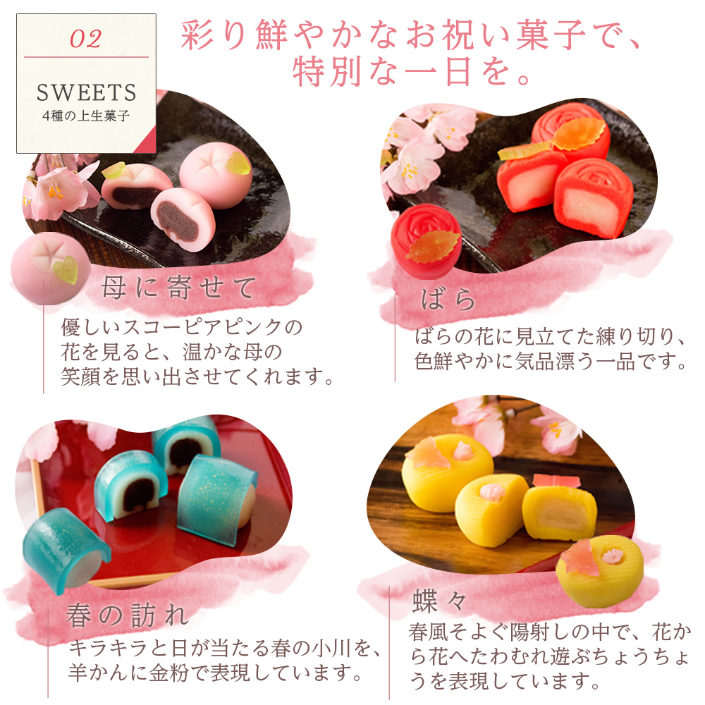 母の日 和風プリザーブドフラワー＆上生菓子セット「旬麗（ときうらら