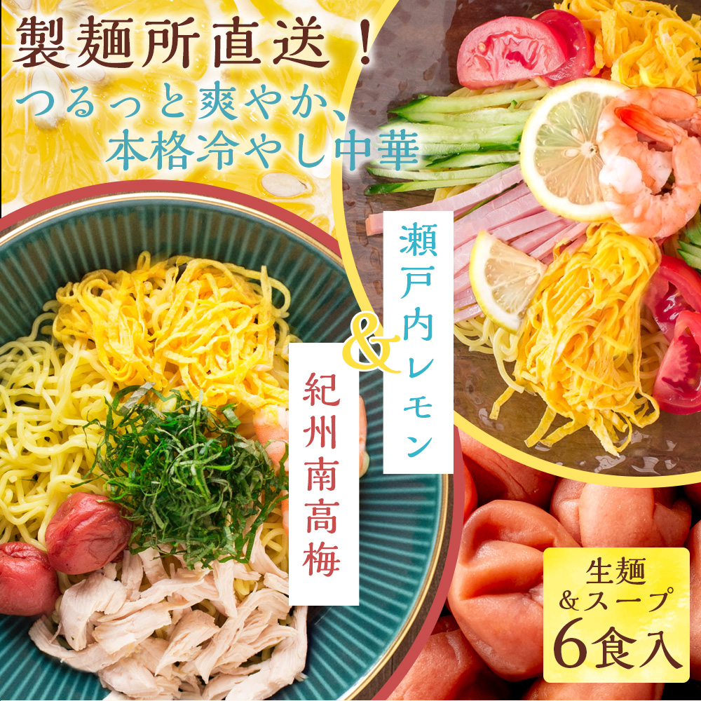 冷やし中華 瀬戸内レモン・紀州南高梅 6食詰め合わせ ギフト 生麺