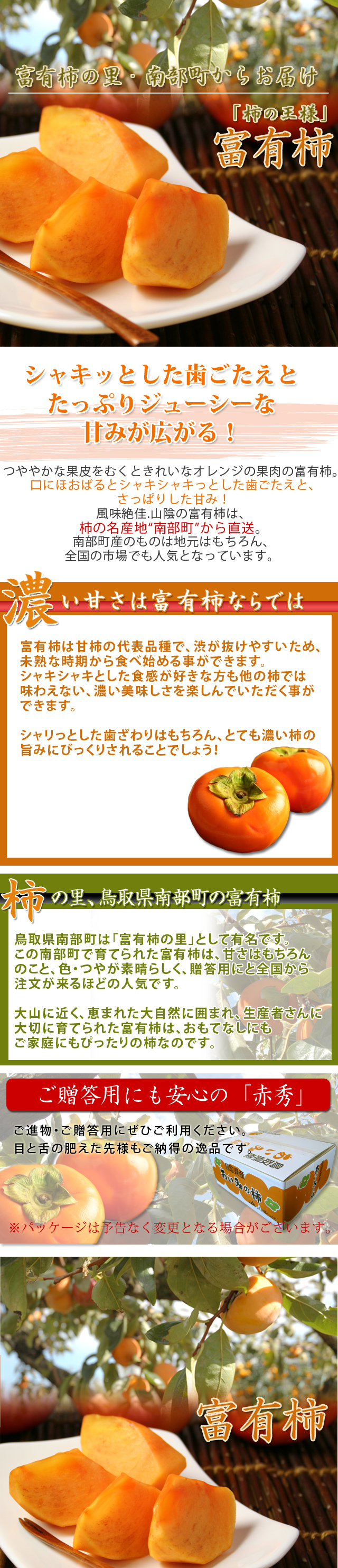 鳥取県産 富有柿10kg詰（42玉入） 赤秀 送料無料 | 風味絶佳.山陰