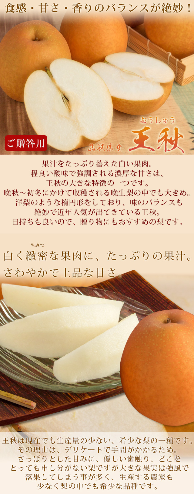 王秋梨（おうしゅうなし）5kg詰（7玉前後入） 鳥取県産 赤秀（ご贈答用） 送料無料 | 風味絶佳.山陰